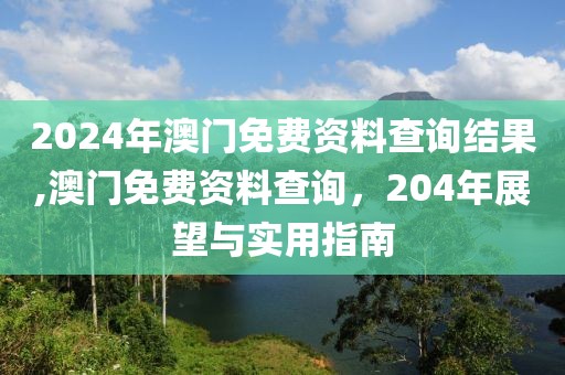 2024年澳门免费资料查询结果,澳门免费资料查询，204年展望与实用指南