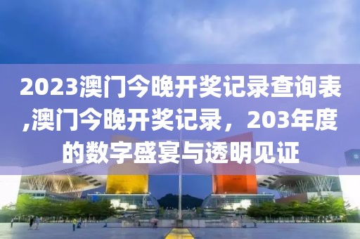 2023澳门今晚开奖记录查询表,澳门今晚开奖记录，203年度的数字盛宴与透明见证