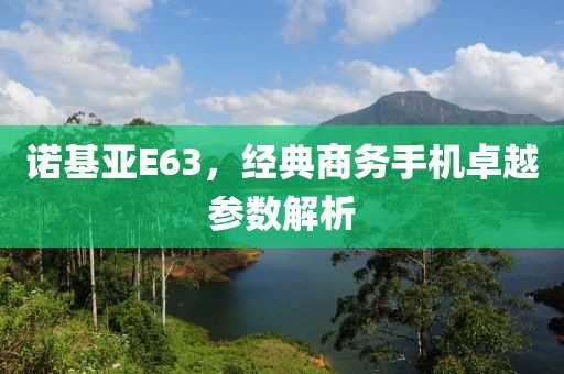 诺基亚E63，经典商务手机卓越参数解析