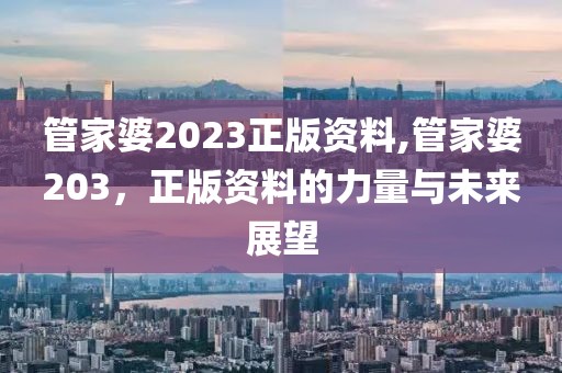 管家婆2023正版资料,管家婆203，正版资料的力量与未来展望