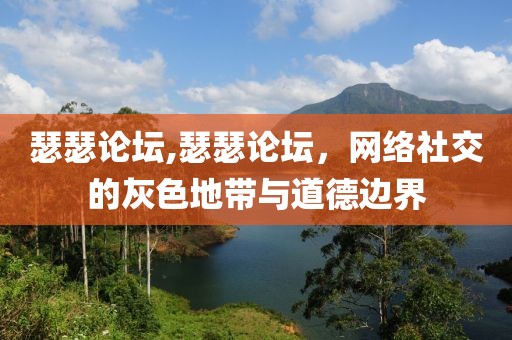 瑟瑟论坛,瑟瑟论坛，网络社交的灰色地带与道德边界