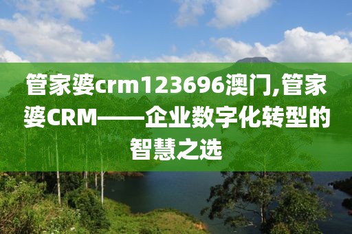 管家婆crm123696澳门,管家婆CRM——企业数字化转型的智慧之选