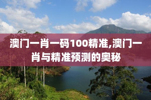 澳门一肖一码100精准,澳门一肖与精准预测的奥秘