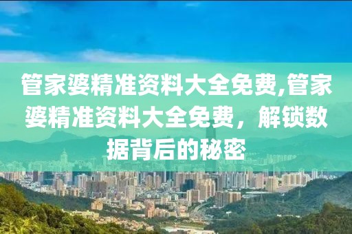 管家婆精准资料大全免费,管家婆精准资料大全免费，解锁数据背后的秘密