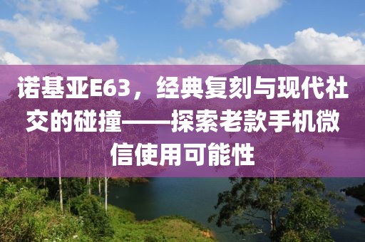 诺基亚E63，经典复刻与现代社交的碰撞——探索老款手机微信使用可能性