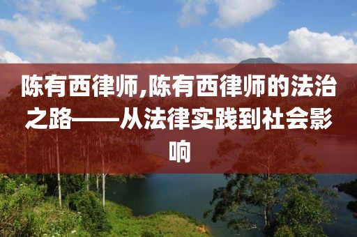 陈有西律师,陈有西律师的法治之路——从法律实践到社会影响
