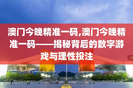 澳门今晚精准一码,澳门今晚精准一码——揭秘背后的数字游戏与理性投注