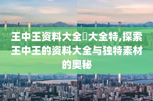 王中王资料大全枓大全特,探索王中王的资料大全与独特素材的奥秘