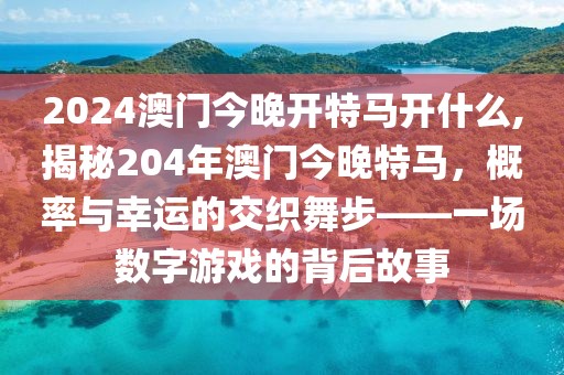 2024澳门今晚开特马开什么,揭秘204年澳门今晚特马，概率与幸运的交织舞步——一场数字游戏的背后故事
