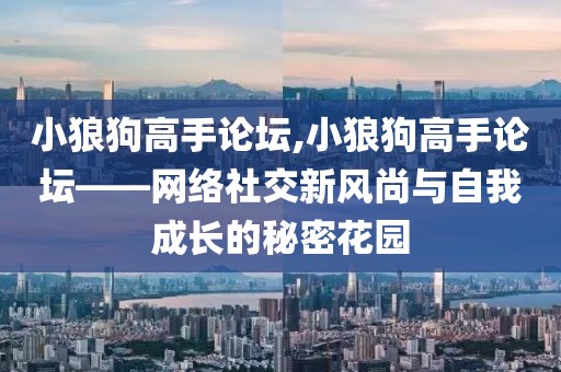 小狼狗高手论坛,小狼狗高手论坛——网络社交新风尚与自我成长的秘密花园