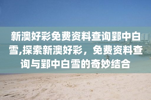 新澳好彩