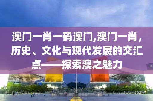 澳门一肖一码澳门,澳门一肖，历史、文化与现代发展的交汇点——探索澳之魅力