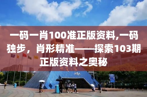 一码一肖100准正版资料,一码独步，肖形精准——探索103期正版资料之奥秘