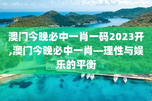 澳门今晚必中一肖一码2023开,澳门今晚必中一肖—理性与娱乐的平衡