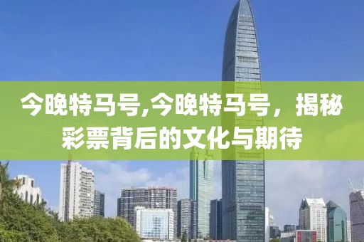 今晚特马号,今晚特马号，揭秘彩票背后的文化与期待