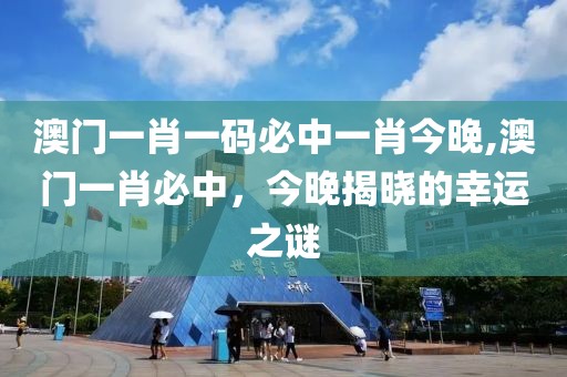 澳门一肖一码必中一肖今晚,澳门一肖必中，今晚揭晓的幸运之谜