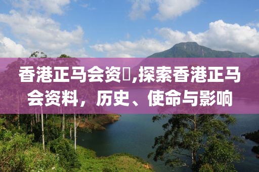 香港正马会资枓,探索香港正马会资料，历史、使命与影响