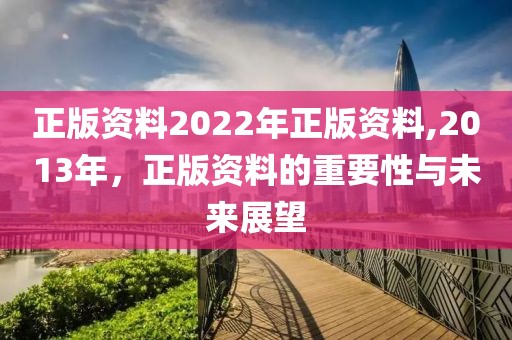 正版资料2022年正版资料,2013年，正版资料的重要性与未来展望