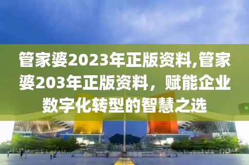 管家婆2023年正版资料,管家婆203年正版资料，赋能企业数字化转型的智慧之选