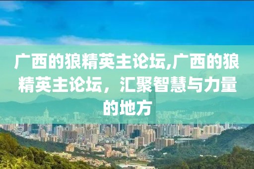 广西的狼精英主论坛,广西的狼精英主论坛，汇聚智慧与力量的地方