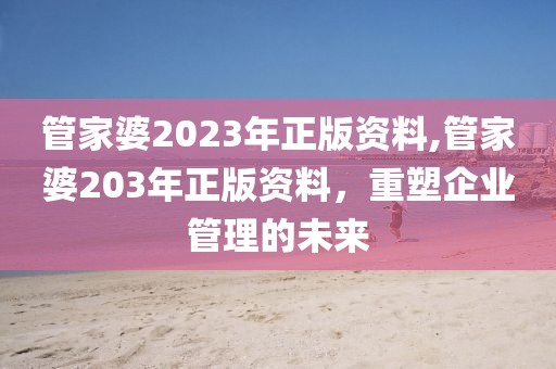 管家婆2023年正版资料,管家婆203年正版资料，重塑企业管理的未来